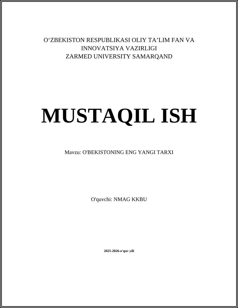 O'BEKISTONNING ENG YANGI TARXI 1