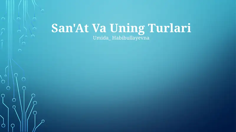 San'At Va Uning Turlari 1