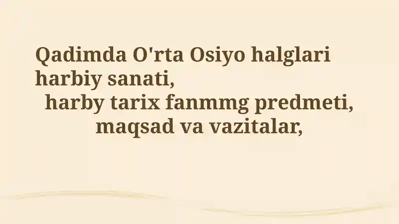 Qadimda O'rta Osiyo halglari harbiy sanati