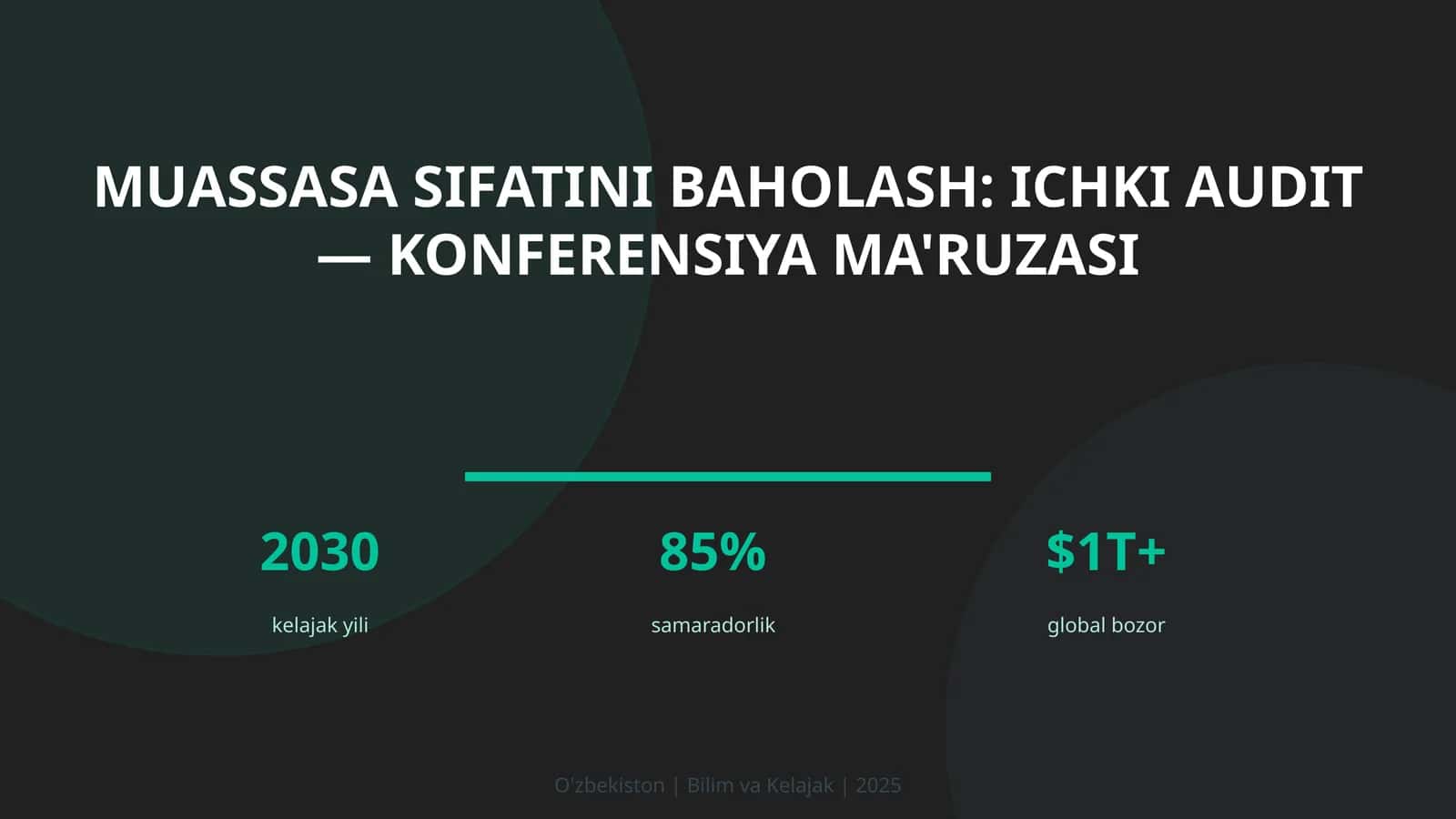 Muassasa sifatini baholash: ichki audit — konferensiya ma'ruzasi 1