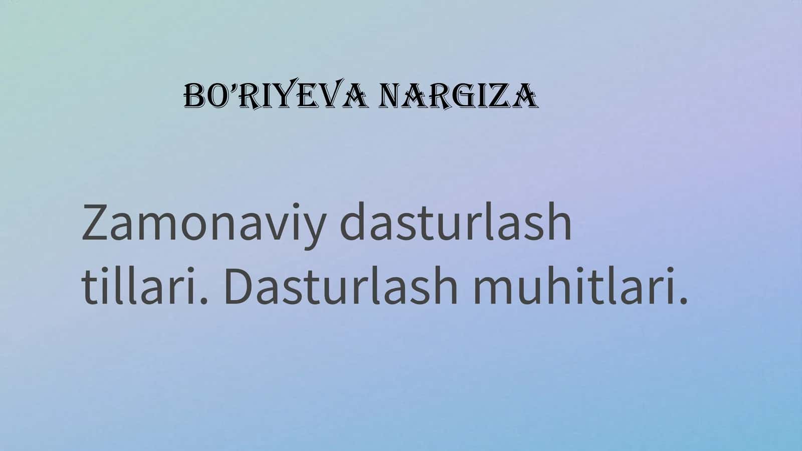 Zamonaviydasturlashtillari.Dasturlashmuhitlari 1