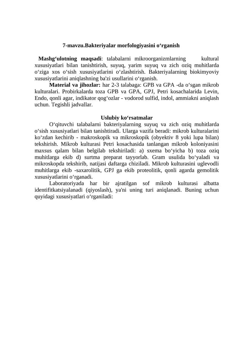 Bakteriyalar morfologiyasini o‘rganish 1