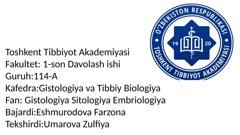 Toshkent Tibbiyot Akademiyasi Fakultet: 1-son Davolashishi 1