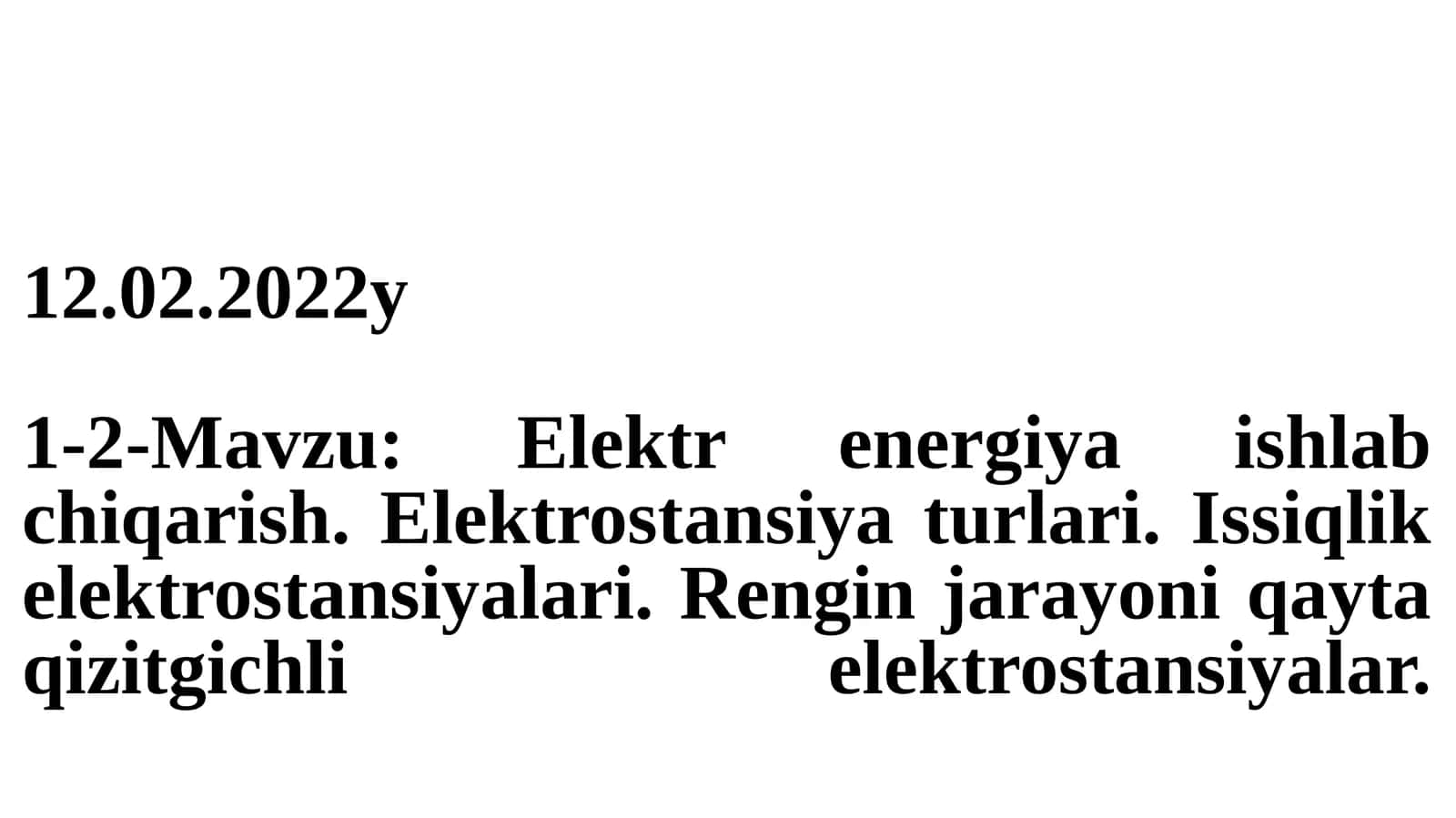 Elektrenergiya ishlab chiqarish 1