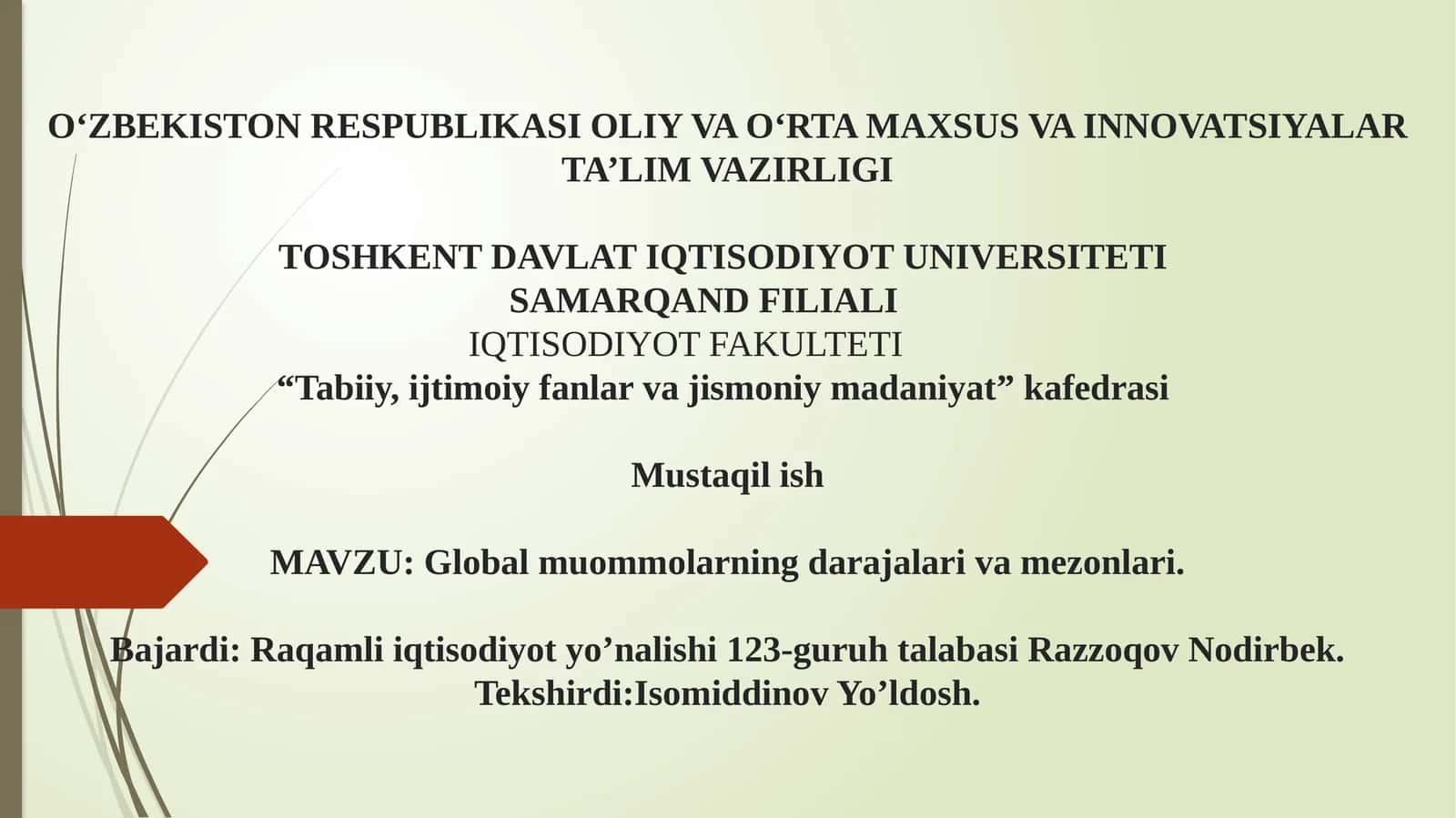 Global muammolarning darajalari va mezonlari 1