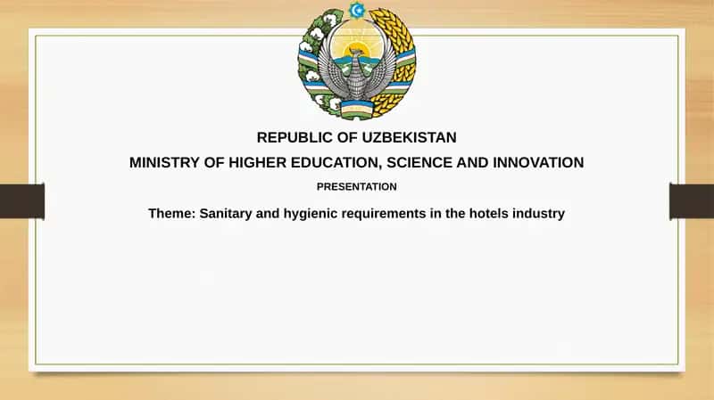 Sanitary and hygienic requirements in the hotels industry 1