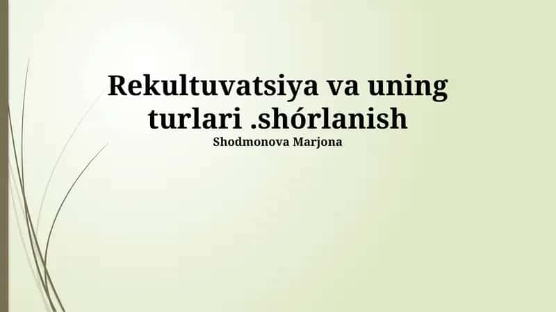 Rekulьtivatsiya texnologiyalari 1