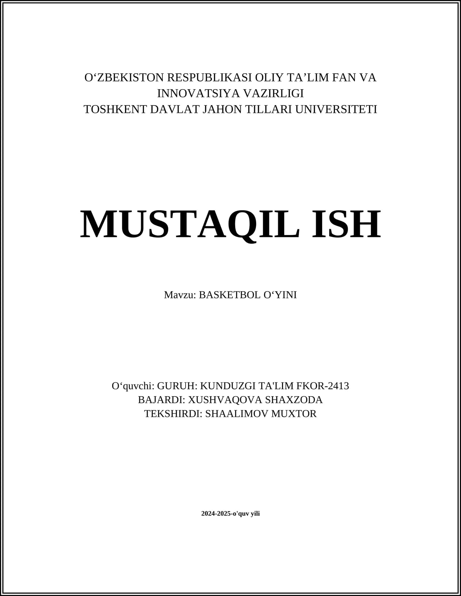 BASKETBOL OʻYINI 1