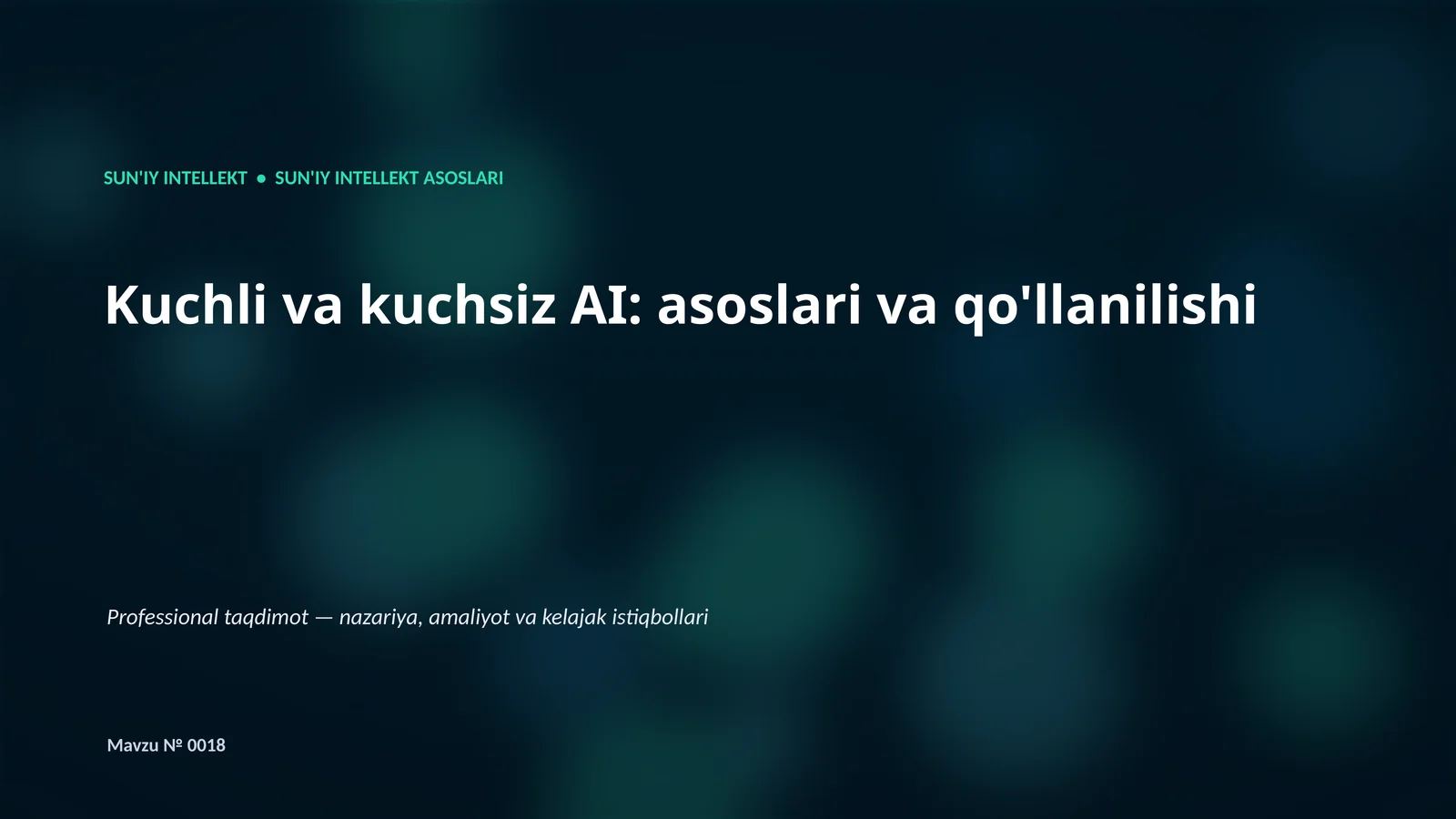 SUN'IY INTELLEKT ASOSLARI 1