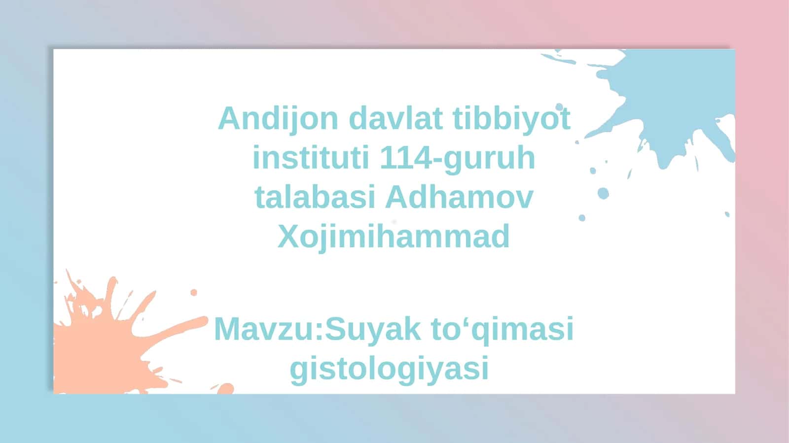 Suyak toʻqimasi gistologiyasi 1