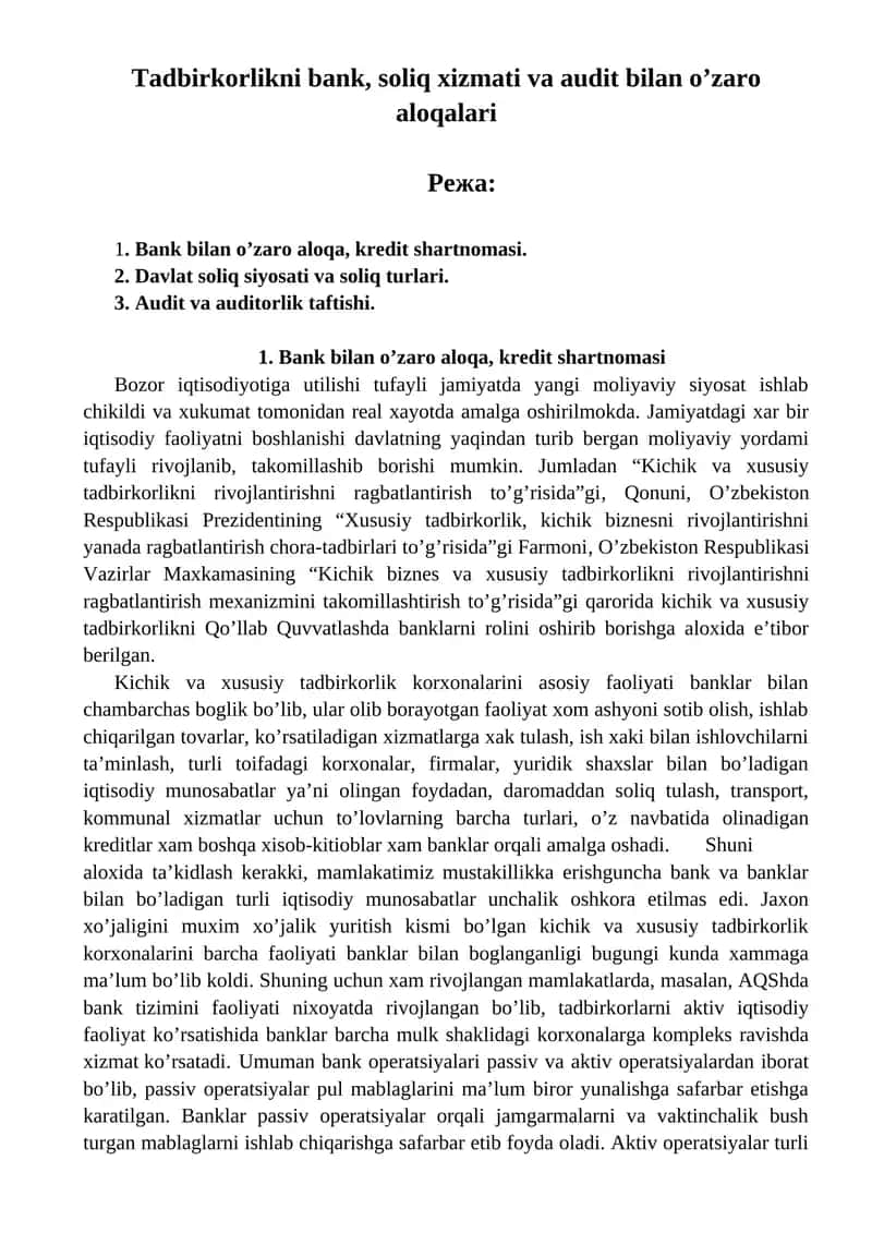 Kichik va xususiy tadbirkorlikni rivojlantirish 1