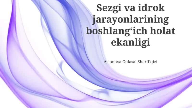 Intuisiya va Idrok Jarayonlarining Boshlangʻich Holati 1