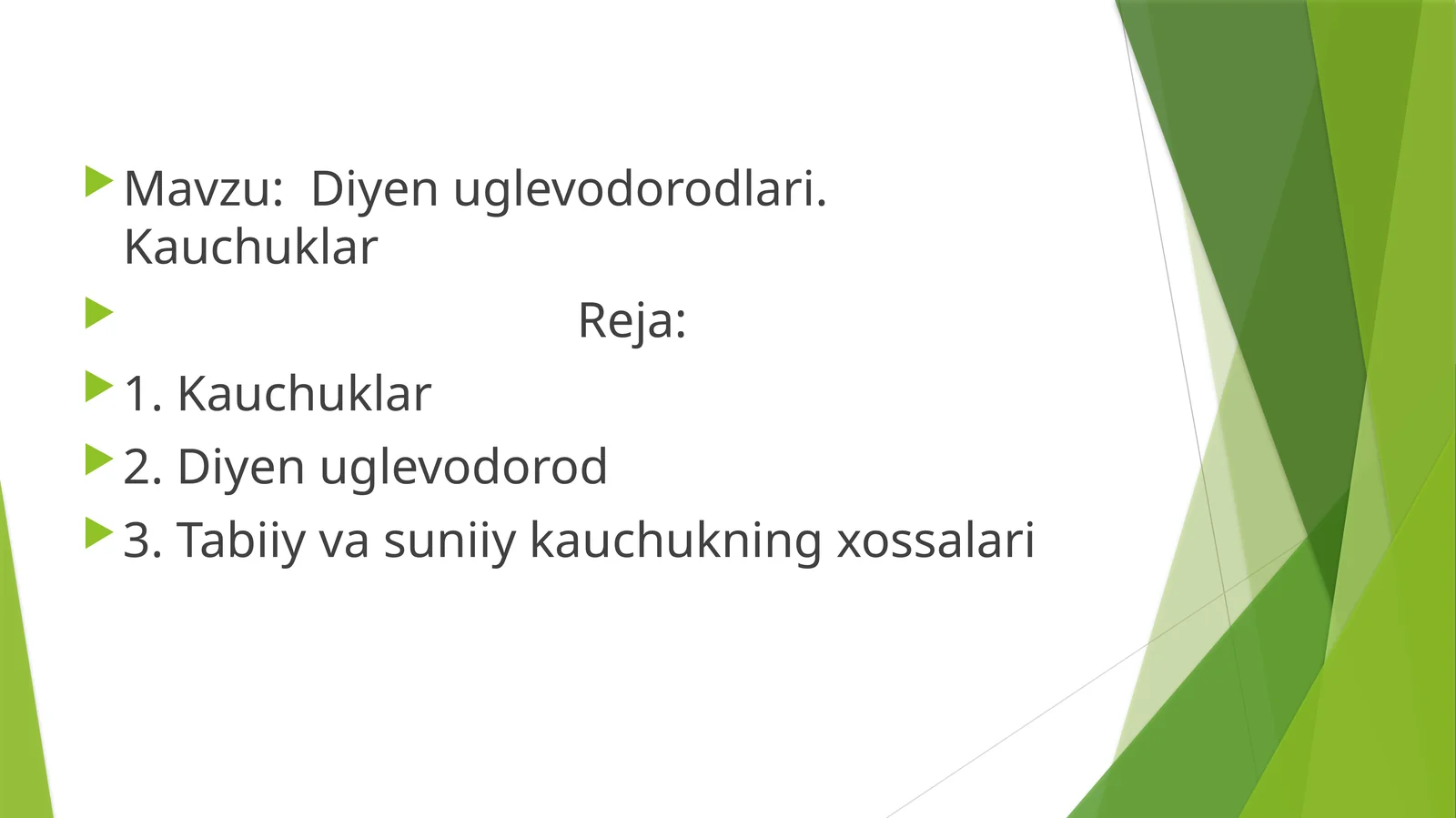 Diyen uglevodorodlari. Kauchuklar 1