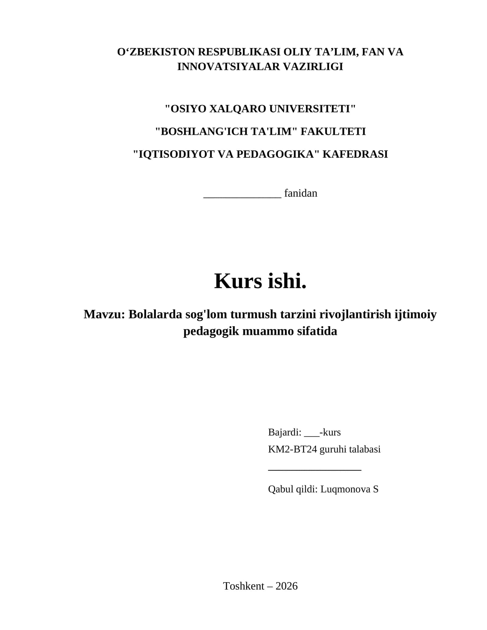 Bolalarda sog'lom turmush tarzini rivojlantirish ijtimoiy pedagogik muammo sifatida 1