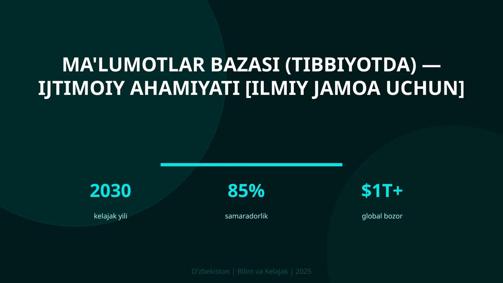 Ma'lumotlar bazasi (tibbiyotda) — ijtimoiy ahamiyati [ilmiy jamoa uchun] 1