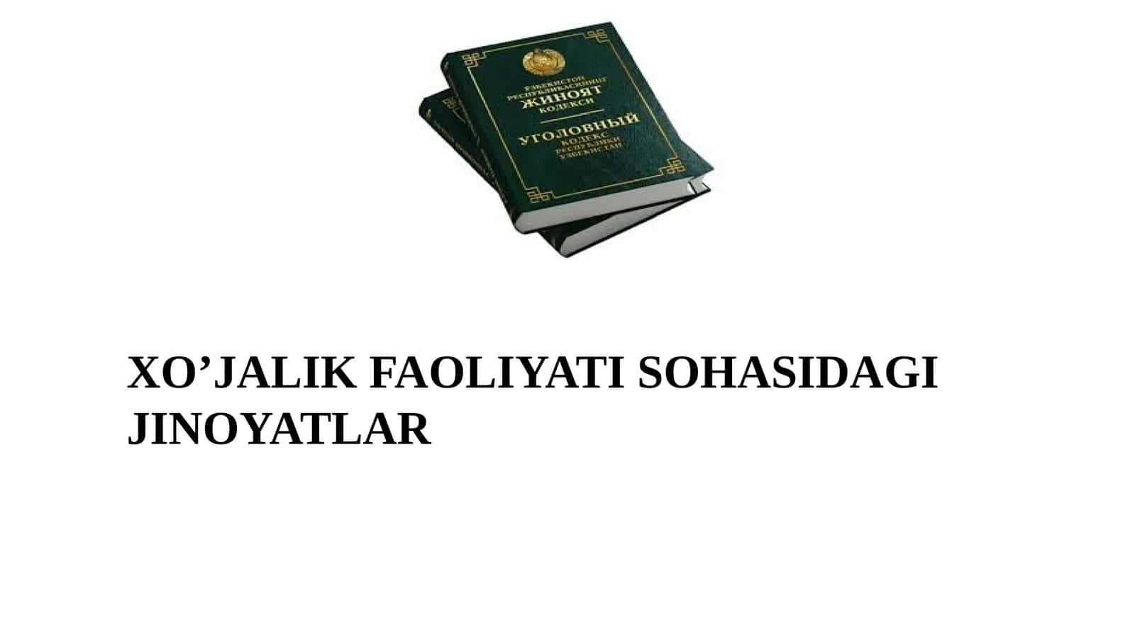 XO’JALIK FAOLIYATI SOHASIDAGI JINOYATLAR XIII 1