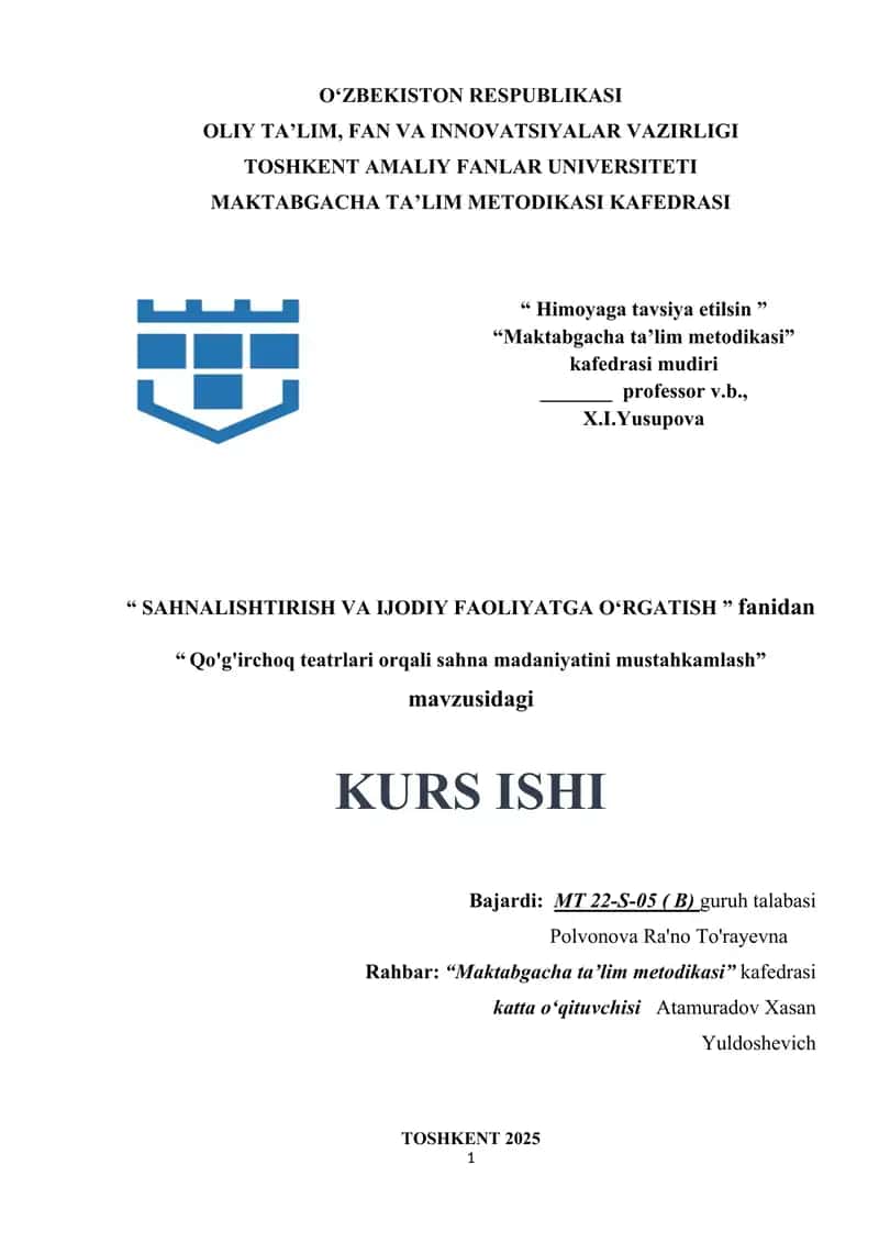 Qo'g'irchoq teatrlari orqali sahna madaniyatini mustahkamlash. 1