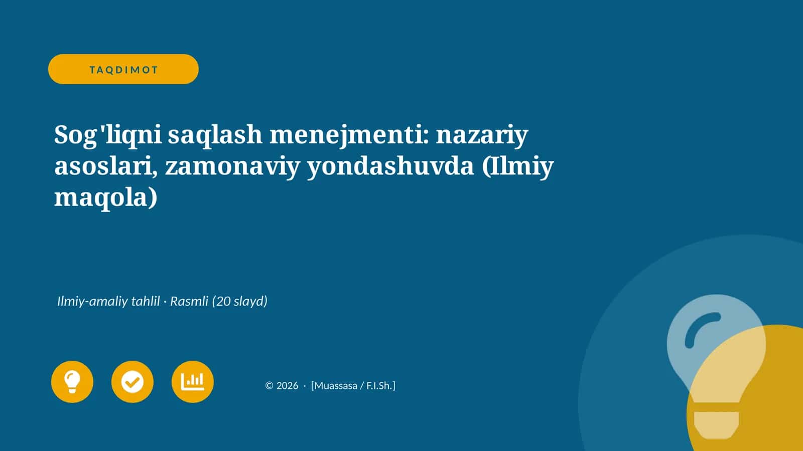 Sog'liqni saqlash menejmenti: nazariy asoslari, zamonaviy yondashuvda (Ilmiy maqola) 1