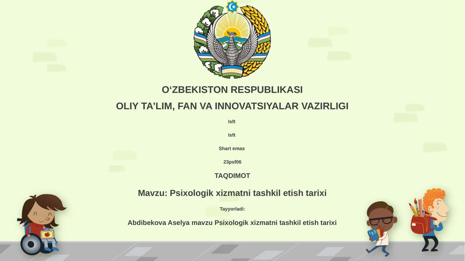 Psixologik xizmatni tashkil etish tarixi 1