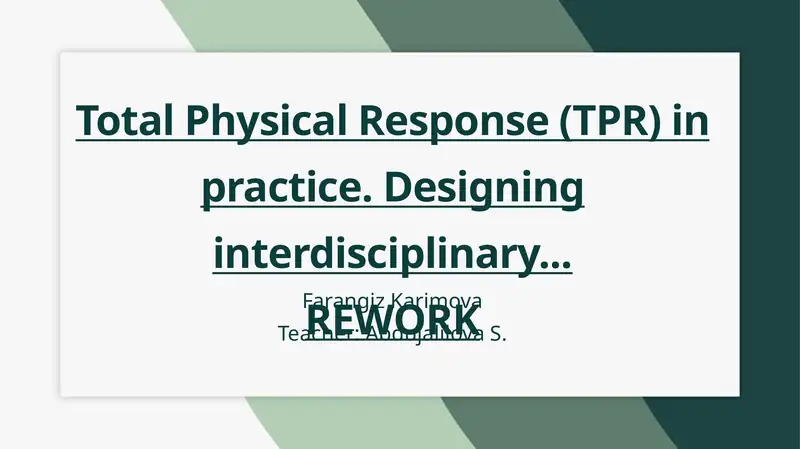 Total Physical Response (TPR) in practice 1