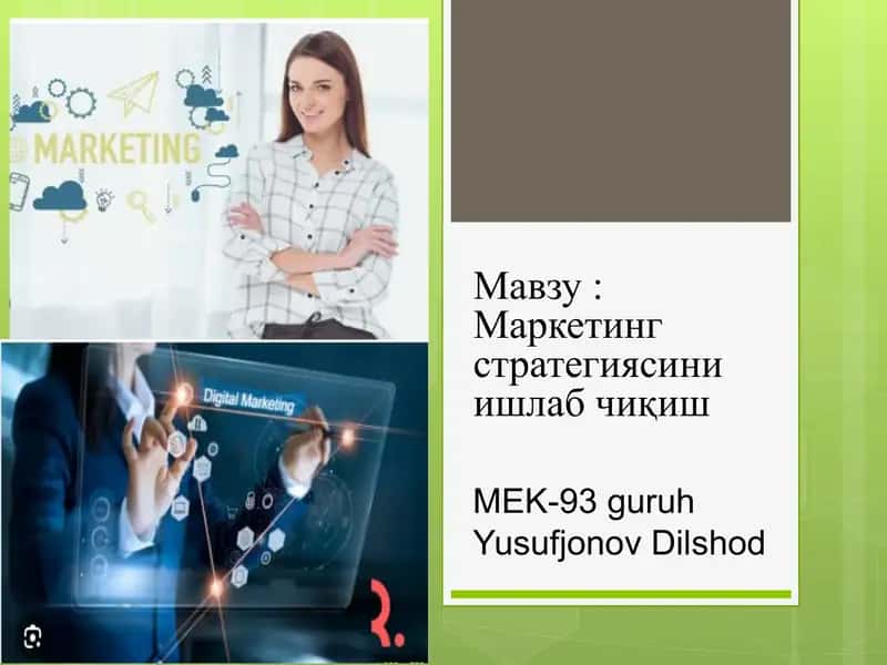 Marketing strategiyasini ishlab chiqish 1