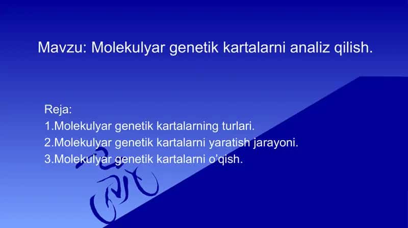 Molekulyar genetik kartalarni analiz qilish. genetika 1