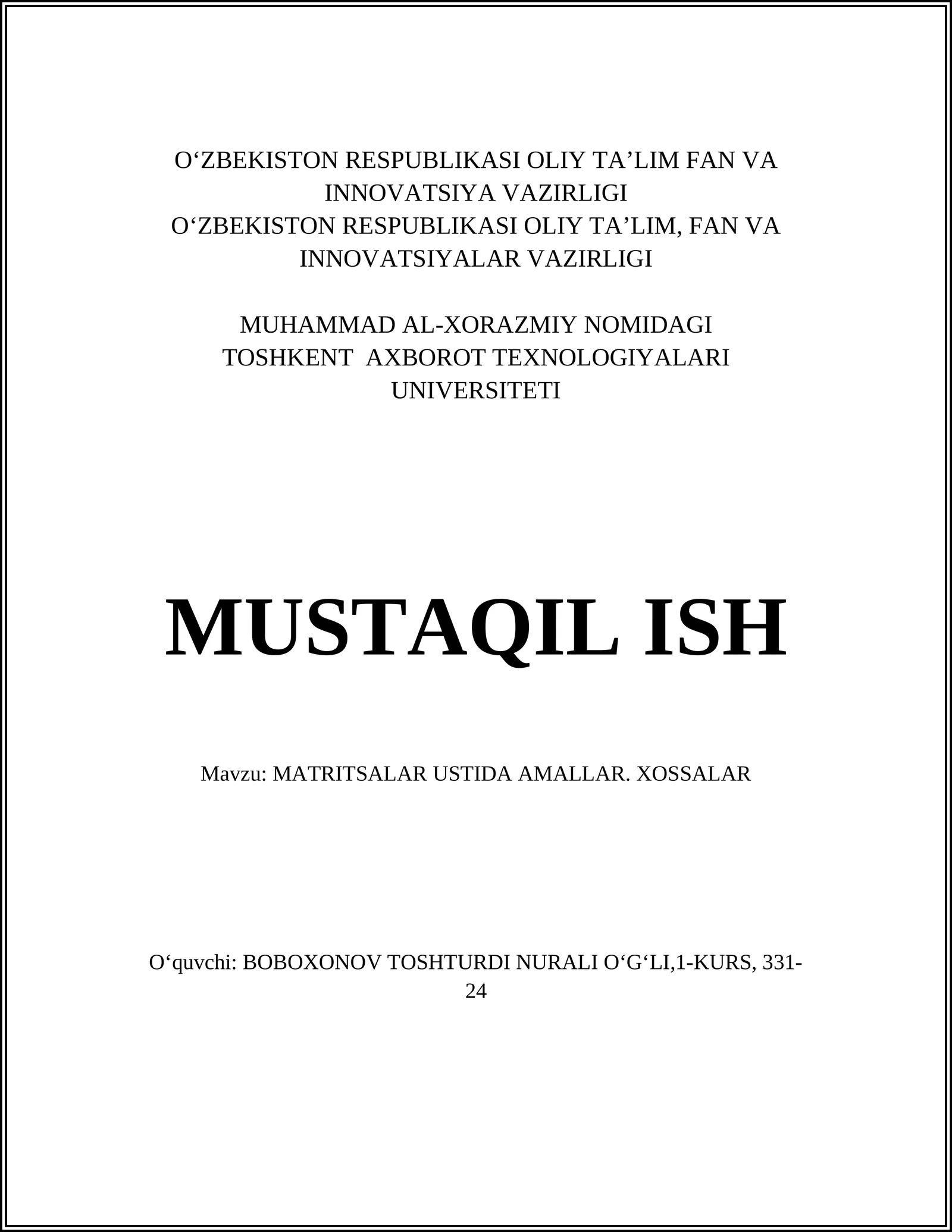 MATRITSALAR USTIDA AMALLAR 1