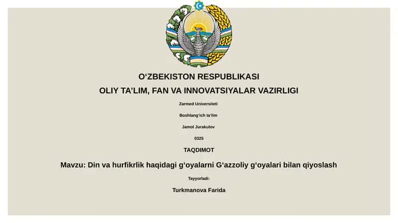 Din va hurfikrlik haqidagi g‘oyalarni G‘azzoliy g‘oyalari bilan qiyoslash 1