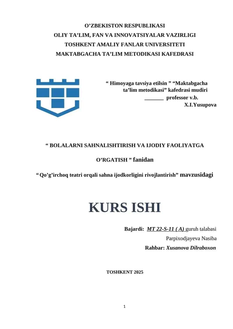 Qo’g’irchoq teatri orqali sahna ijodkorligini rivojlantirish 1