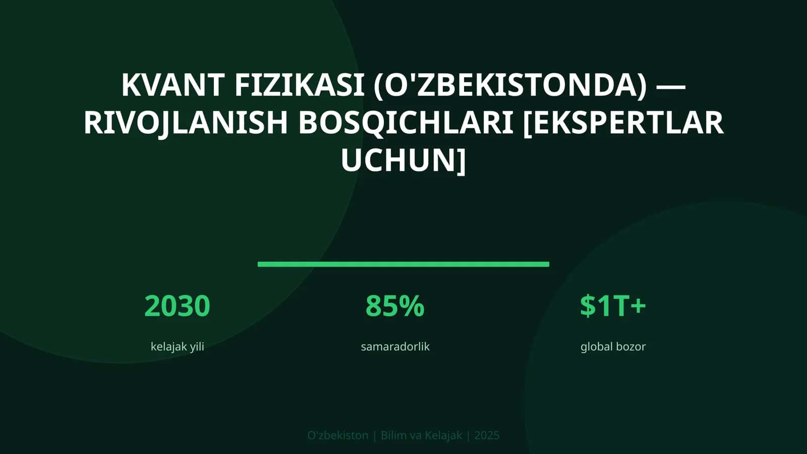 Kvant fizikasi (O'zbekistonda) — rivojlanish bosqichlari [ekspertlar uchun] 1