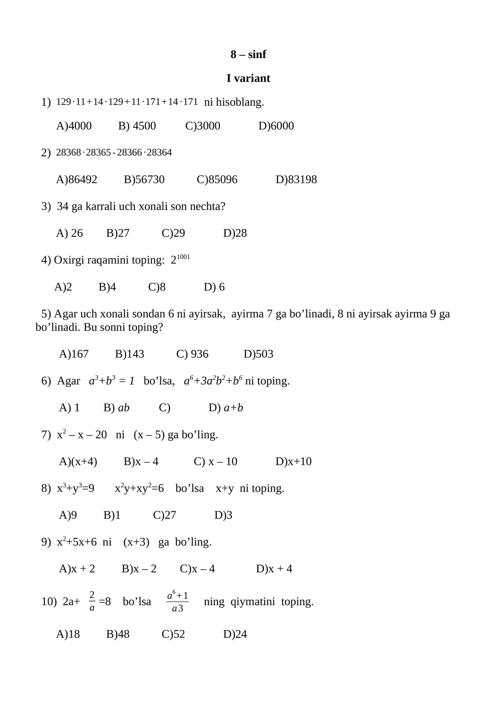 8 – sinf 1