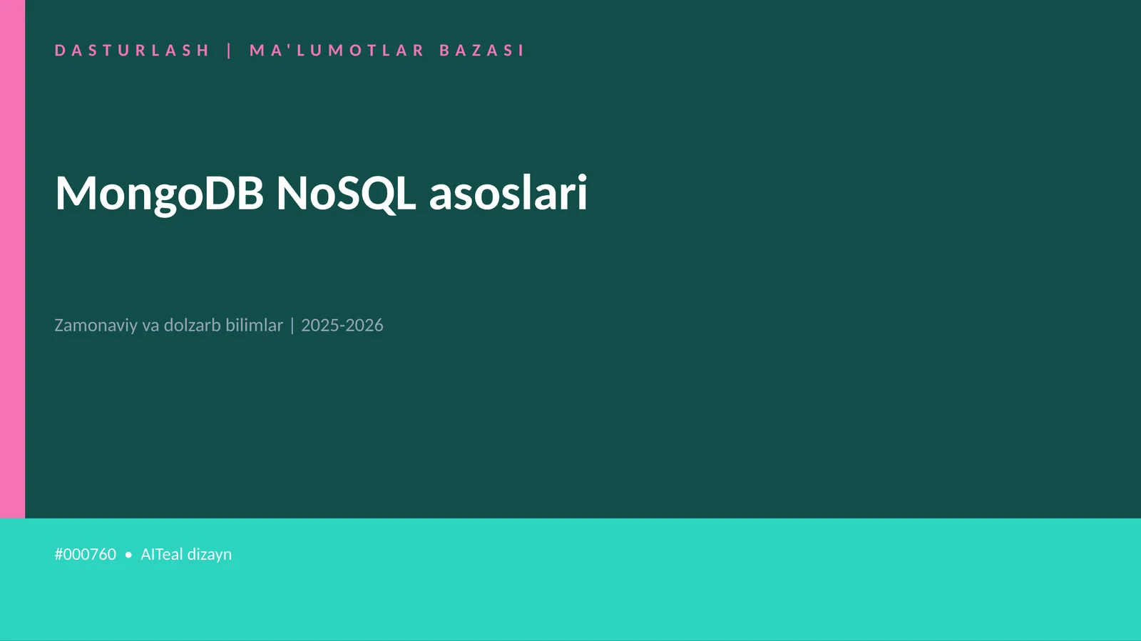 MongoDB NoSQL asoslari 1