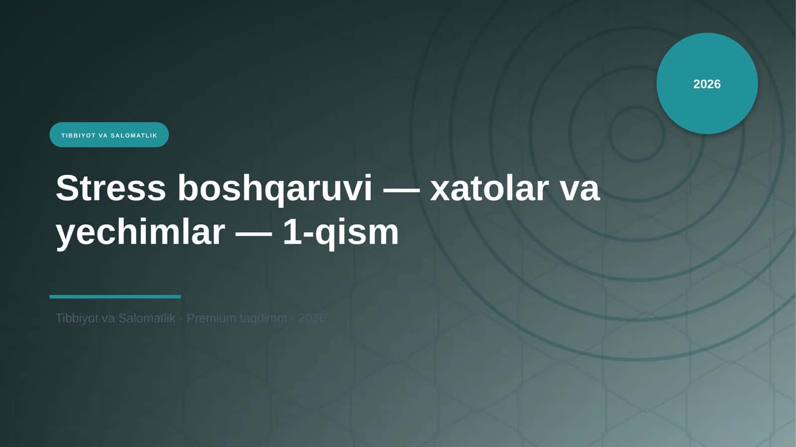 Stress boshqaruvi — xatolar va yechimlar — 1-qism 1