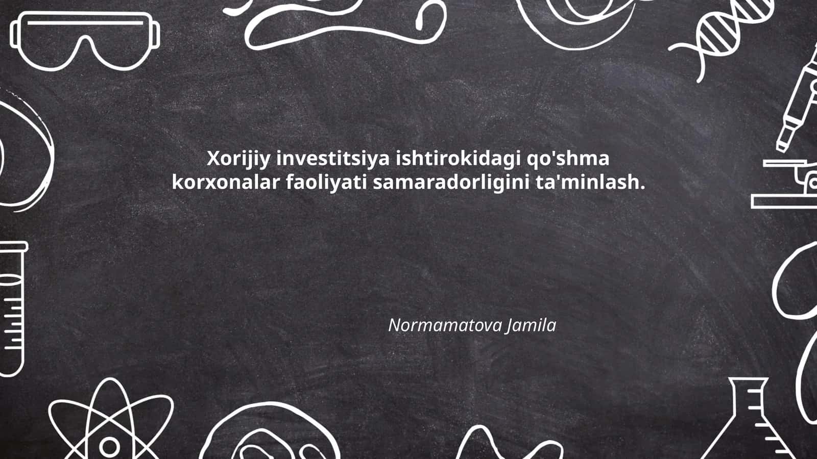 Xorijiy investitsiya ishtirokidagi qo'shma korxonalar faoliyati samaradorligini ta'minlash 1