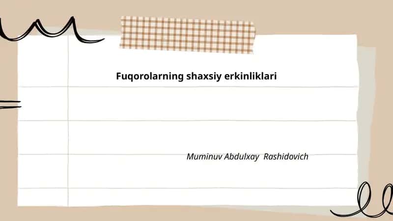 Fuqorolarning shaxsiy erkinliklari 1
