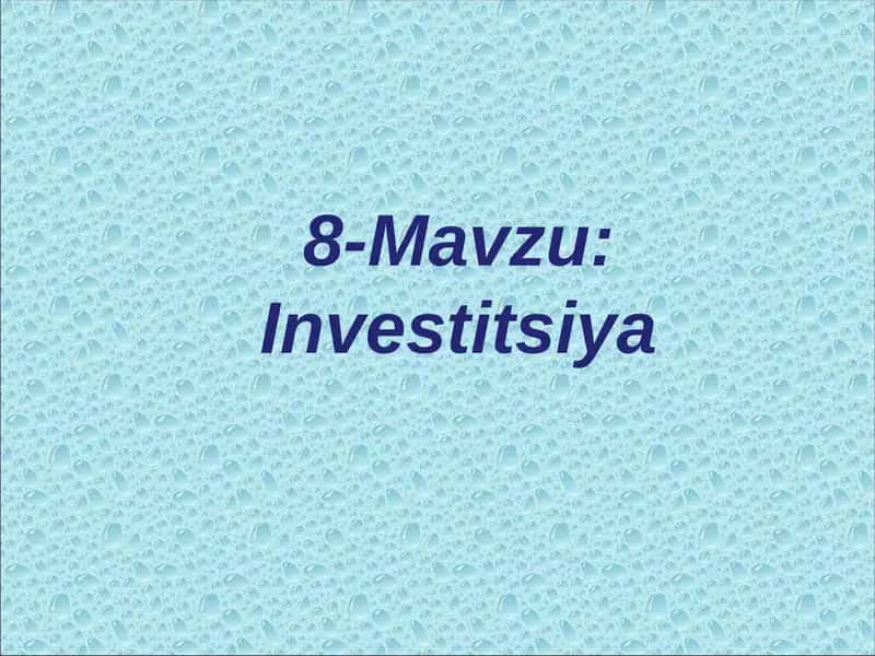 Investitsiya 1