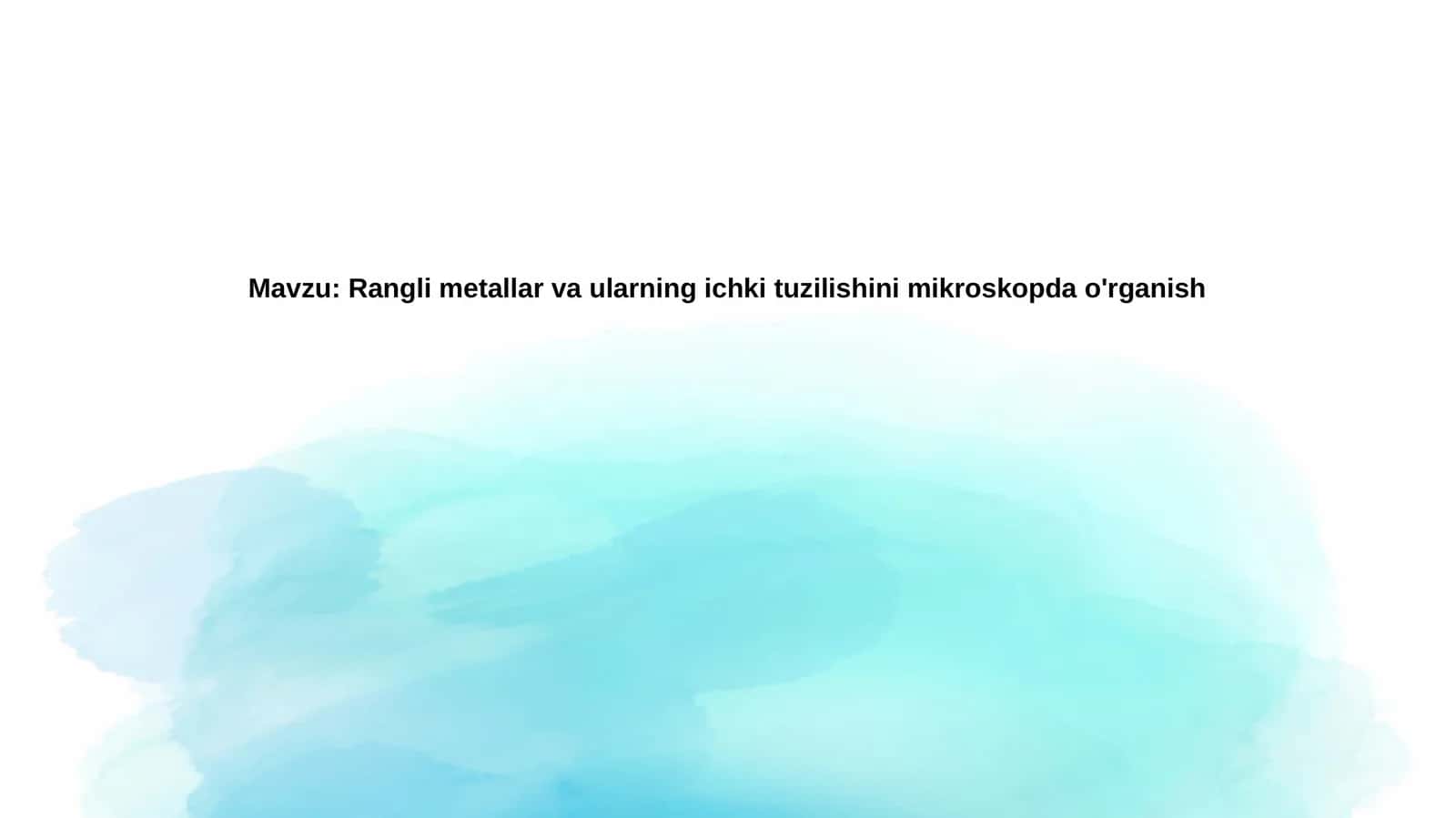 Ranglimetallar va ularning ichki tuzilishi 1