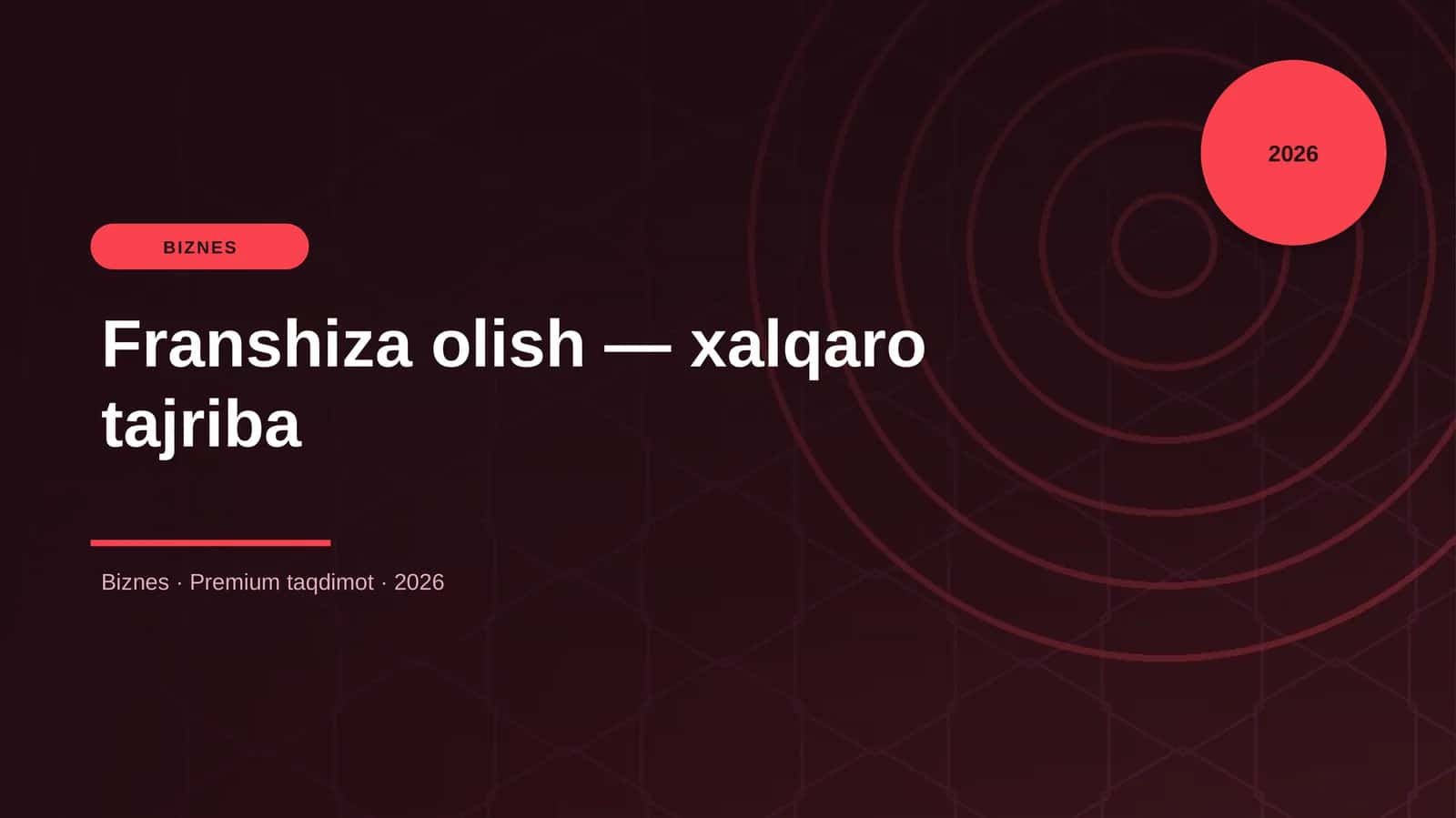 Franshiza olish — xalqaro tajriba 1