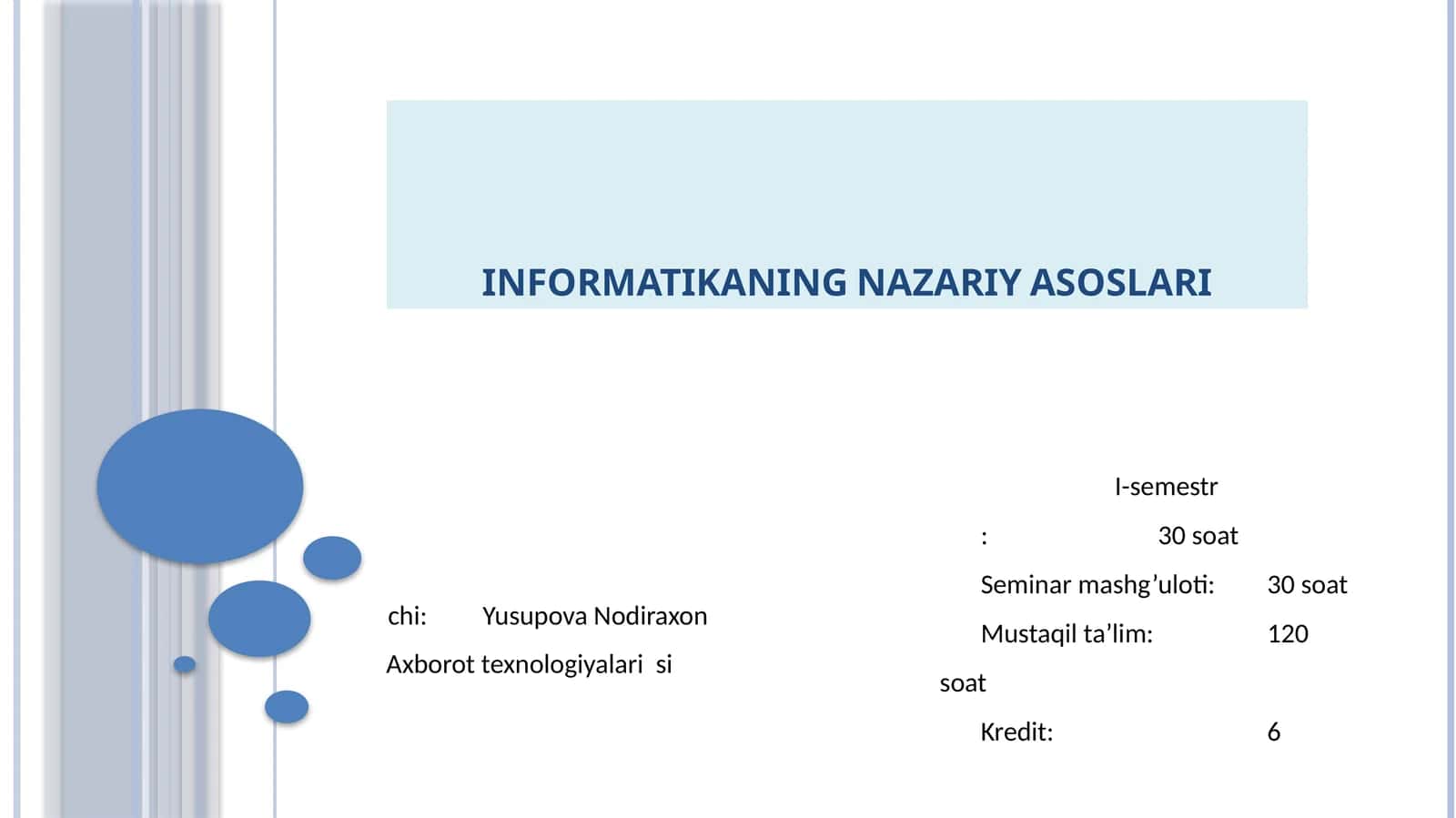 INFORMATIKANING NAZARIY ASOSLARI 1