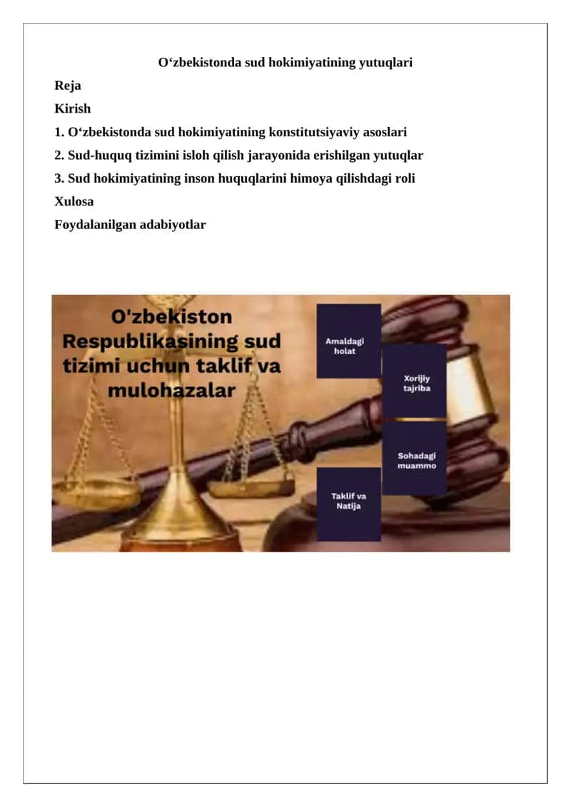O‘zbekistonda sud hokimiyatining yutuqlari 1