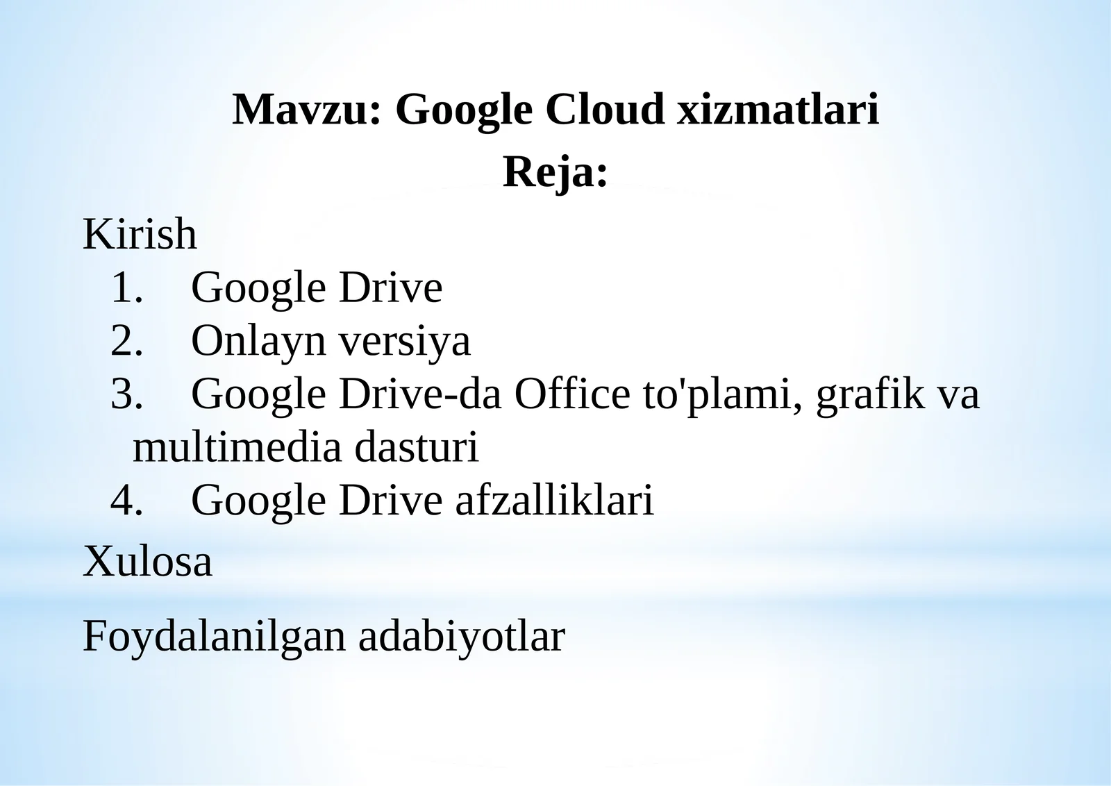 Google Cloud xizmatlari 1