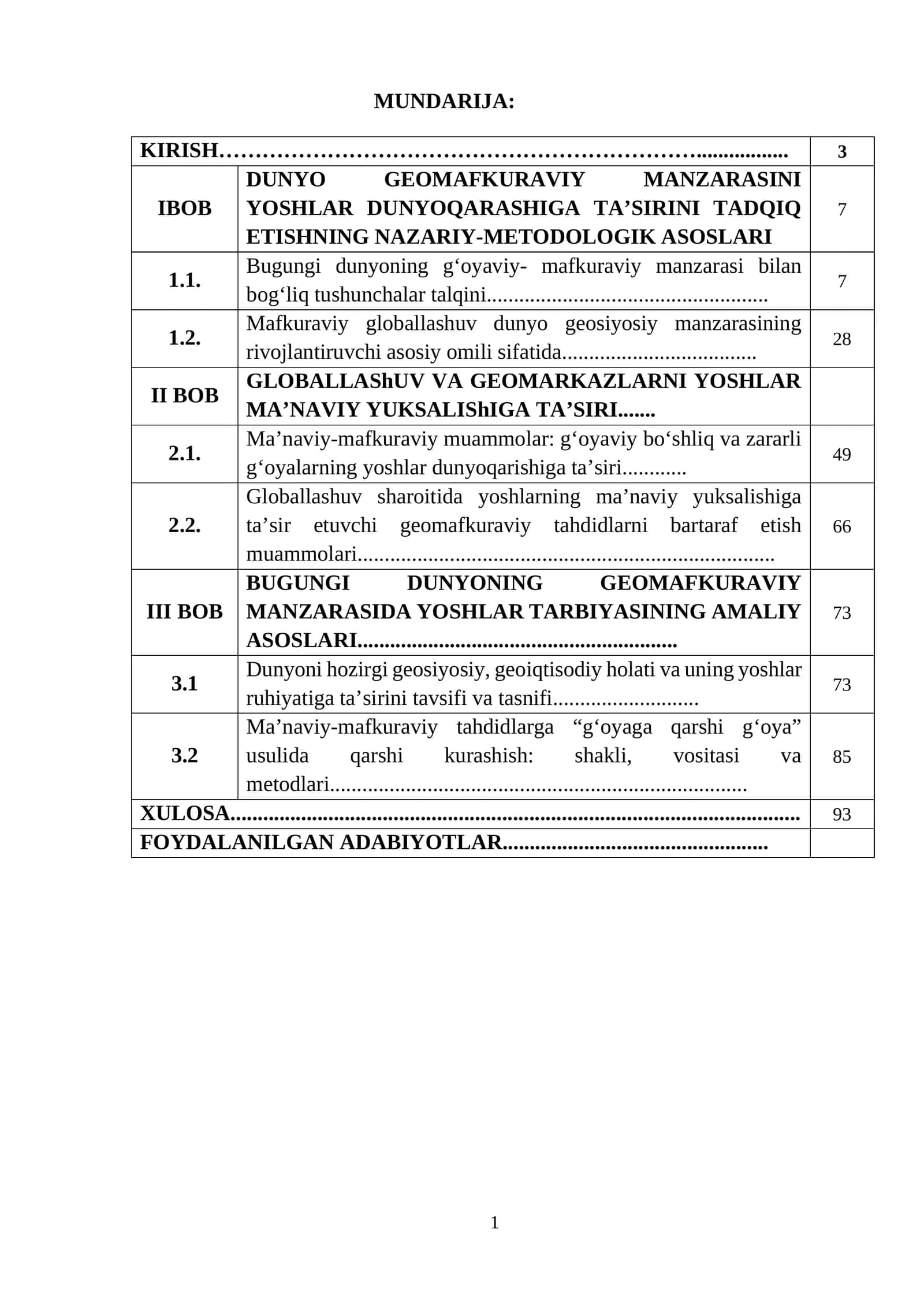 Dunyo geomafraviy manzarasini yoshlar dunyoqarashiga ta'sirini tadqiq etishning nazariy-metodologik asoslari 1