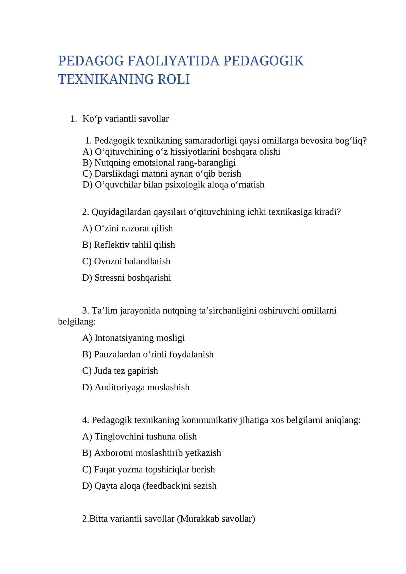 PEDAGOG FAOLIYATIDA PEDAGOGIK TEXNIKANING ROLI 1