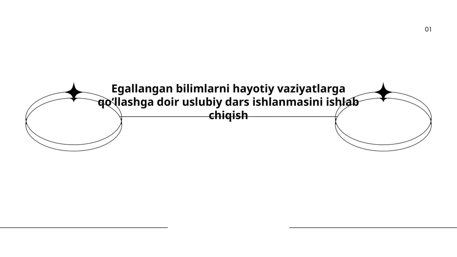 Egallangan bilimlarni hayotiy vaziyatlarga qoʻllashga doir uslubiy dars ishlanmasini ishlab chiqish 1