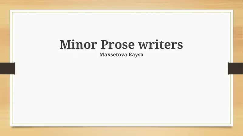 Minor Prose writers 1