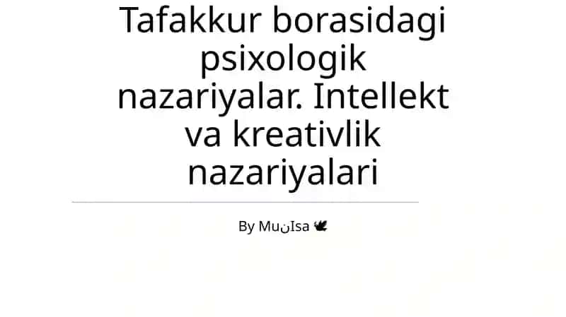 Tafakkur borasidagi psixologik nazariyalar 1