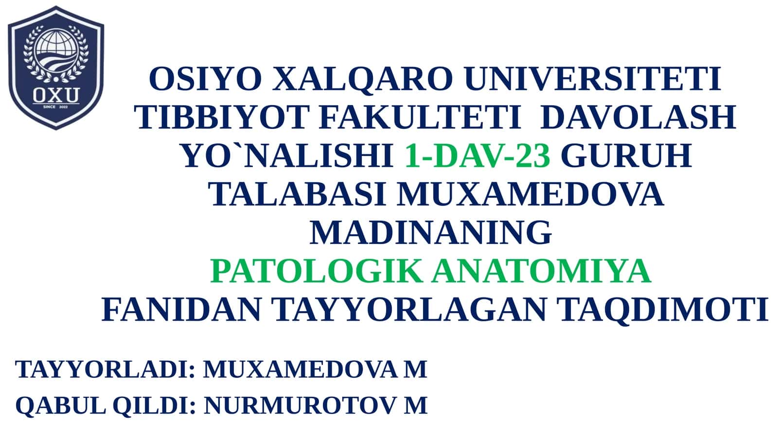 Taloq Tug’ma Anomaliyalari va O’smalari 1