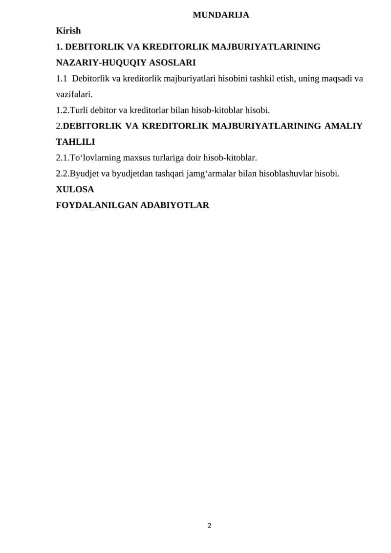 DEBITORLIK VA KREDITORLIK MAJBURIYATLARINING NAZARIY-HUQUQIY ASOSLARI 1