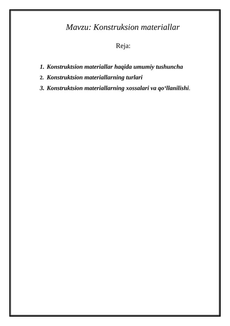 Konstruksion materiallar 1
