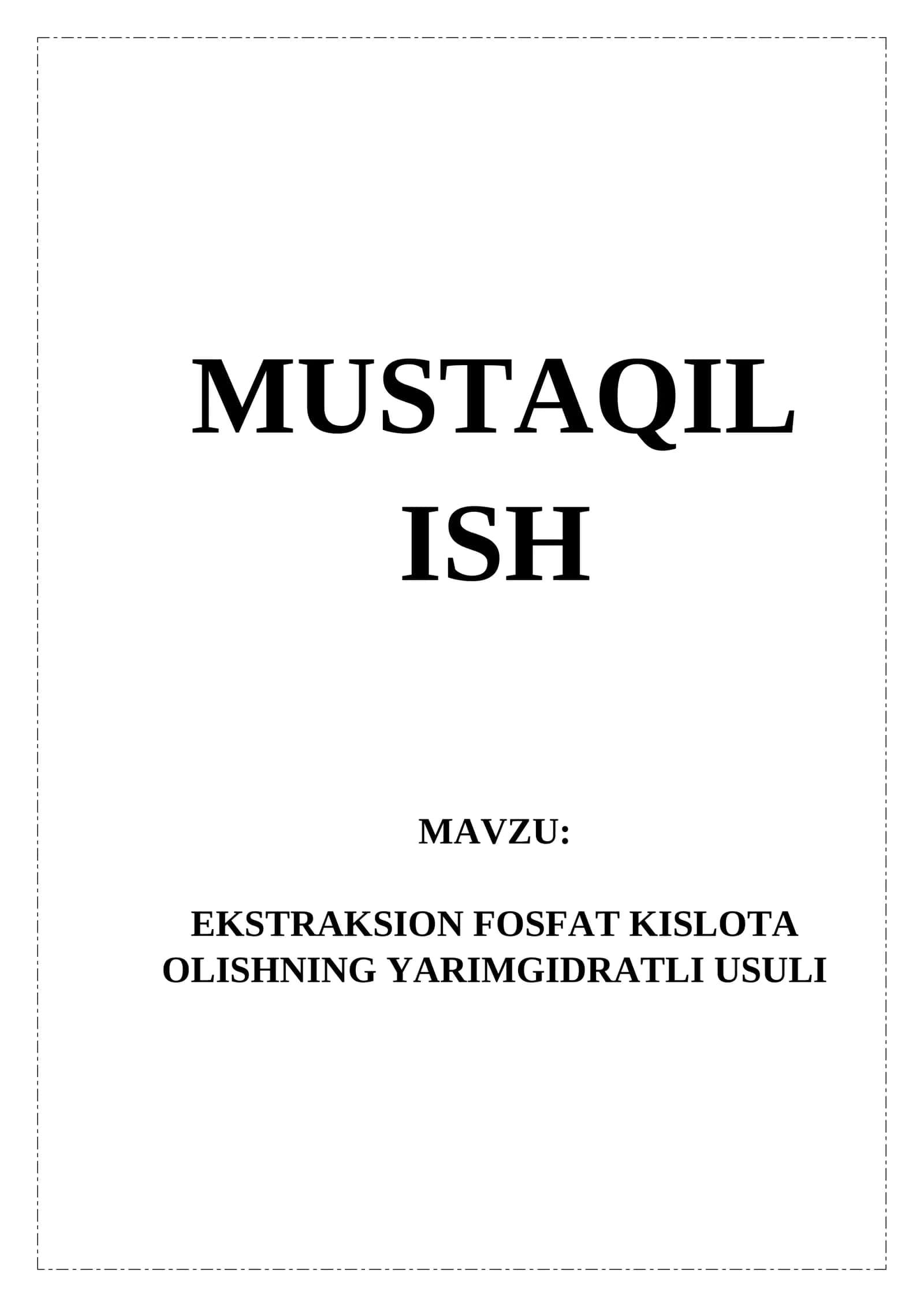 EKSTRAKSION FOSFAT KISLOTA OLISHNING YARIMGIDRATLI USULI 1